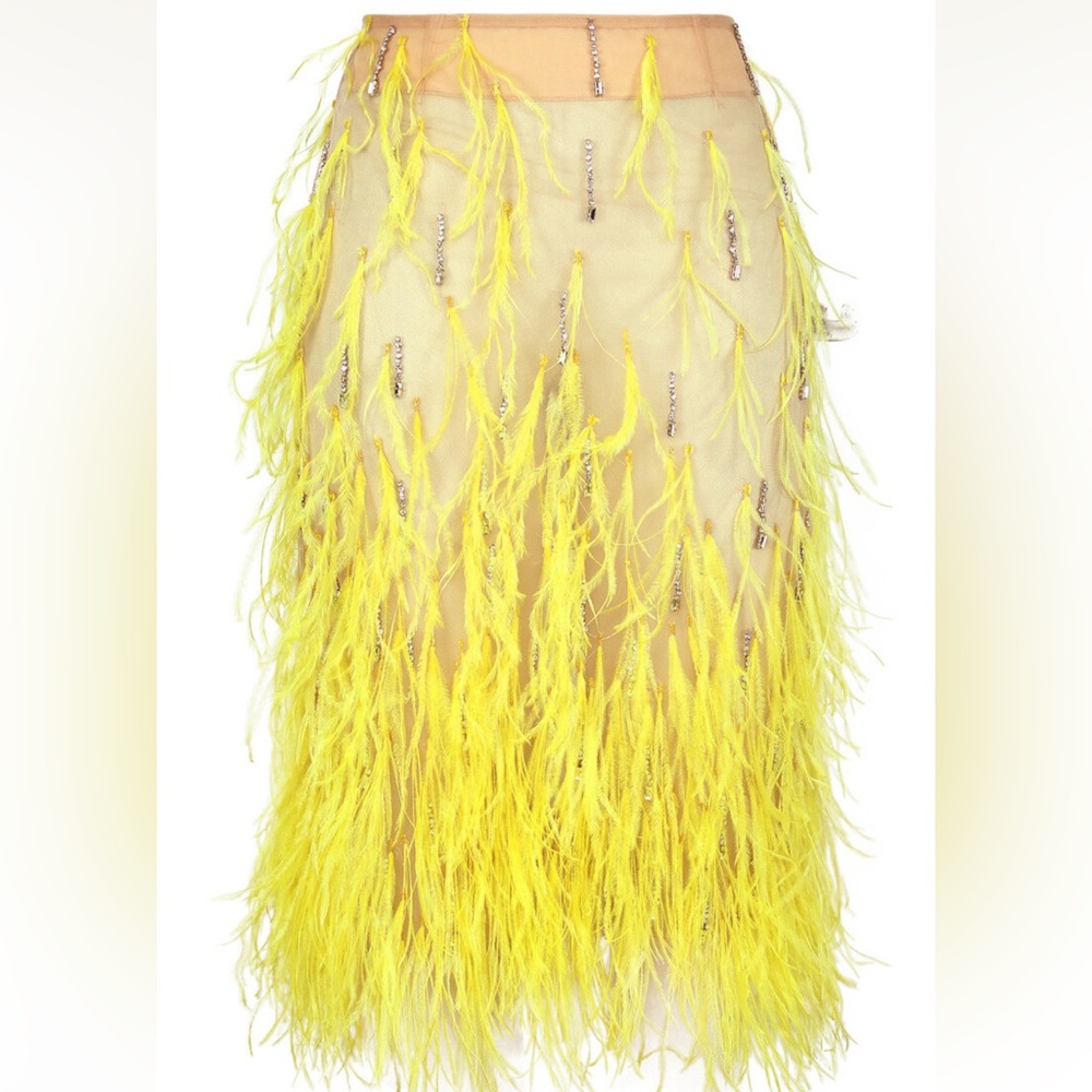 DES_PHEMMES
Feather-embroidered tulle midi skirt